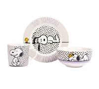 The Peanuts Breakfast Set Snoopy - Did Someone say Food! Crockery Set 3-Piece Porcelain Plate, Bowl & Cup White