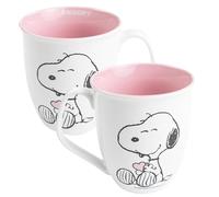 The Peanuts Snoopy Coffee Cup Mug Ceramic Pink White 280 ml