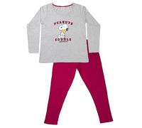 The Peanuts Snoopy Pyjamas for Women - Cuddle Society Pyjama Set Long Sleeve Top with Trousers Grey/Red, grey/red, M