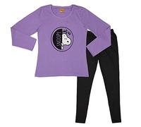 The Peanuts Snoopy Pyjamas for Women, Long Sleeve Top with Trousers, Purple/Black, purple / black, S