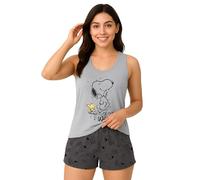 The Peanuts Snoopy Pyjamas for Women - On Our Way Pyjama Set Tank Top with Trousers Grey
