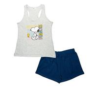 The Peanuts Snoopy pyjamas for women - sleeveless pyjama set tank top with shorts grey/blue (DE/NL/SE/PL, Alphanumeric, XL, Regular, Regular, Grey/Blue)