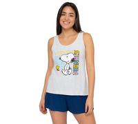 The Peanuts Snoopy pyjamas for women - sleeveless pyjama set tank top with shorts grey/blue (DE/NL/SE/PL, Alphanumeric, S, Regular, Regular, Grey/Blue)