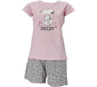 The Peanuts Snoopy Women's Pyjama Set Short Sleeve Nightdress Top Trousers Summer Leisure Suit Size M L XL, pink-pjs, L
