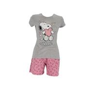 The Peanuts Snoopy Women's Pyjama Set Short Sleeve Nightdress Top Trousers Summer Leisure Suit Size M L XL, Grey-pjs, XL