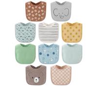 The Peanutshell Baby Bibs for Boys or Girls Terry Cloth Feeding Drooling Teething Essentials for Newborns, Infants, Toddlers, Gender Neutral, Pack of 10, Baby Registry Must Haves, brown, One Size