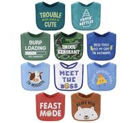 The Peanutshell Baby Boy Terry Bib Set of 10-100% Cotton Soft Absorbent Baby Bib Toddler Boys Set Newborn & Infant Bib - Oh Boy!, Multicoloured, One Size, multicoloured, One Size