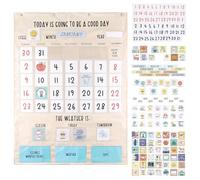 The Peanutshell Learning Calendar Wall Chart - Homeschool Supplies, Interactive Pocket Chart for Toddlers & Kids - Preschool Learning Activity Board, Circle Time Board for Classroom - Good Day