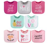 The Peanutshell Terry Bib Set for Baby Girls, 8 Pack, for Feeding, Teething, & Drooling