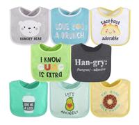 The Peanutshell Towel Bib Set for Baby Boys or Girls, 8 Pack Unisex Set, for Feeding, Teething, Drooling