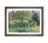 The Peasant House By Camille Pissarro Classic Painting Framed Wall Art Print, Ready to Hang Picture for Living Room Bedroom Home Office Décor, Walnut A4 (34 x 25 cm)