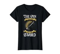 The Pen is Mightier Than The Sword T-Shirt, Women, Black, X-Large