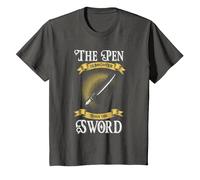 The Pen is Mightier Than The Sword T-Shirt, Youth, Asphalt Grey, 4T