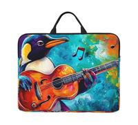 The Penguin Playing The Guitar Notebook Carrying Case With Handle Laptop 14 Inch Computer Sleeve For Women Men Padded Cover Laptop Bag