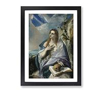The Penitent Magdalene By El Greco Classic Painting Framed Print | A4 Black Framed Wall Art | Ready to Hang | Classic Historical Picture | Living Room Bedroom Lounge Office