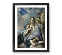The Penitent Magdalene by El Greco Framed Print | A2 Black Framed Wall Art | Ready to Hang | Modern Nature Picture | Living Room Bedroom Lounge Office