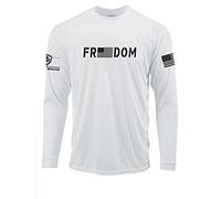 THE PEOPLES BRIGADE Freedom Patriotic American Flag Dri-fit UPF 50+ Sun Protection Performance T-Shirt, White, XL