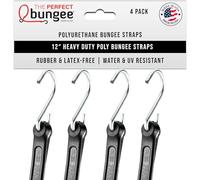 The Perfect Bungee 12" Heavy Duty Polyurethane Bungee Strap, Made in The USA, 4 Pack, Black