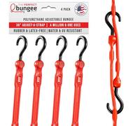 THE PERFECT BUNGEE AS36R4PKP Strap Adjustable Bungee, Red, 91.5 cm, Set of 4 Pieces