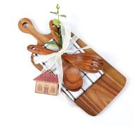 The Perfect Housewarming Gift! Wooden Cutting Boards Set with Utensils & Napkin - Charcuterie, Cheese, Serving Tray for New Home, Kitchen Decor