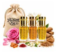 The Perfume Oil Co. Floral & Woody Perfume Oil Gift Set - 3 x 6ml Roll-On Attars | Rose Perfume Oil, Jasmine Roll On Perfume Oil & Sandalwood Attar | Alcohol-Free Arabian Perfume