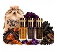 The Perfume Oil Co. OUD & Woody Perfume Oil Gift Set for Men - 3 x 6ml Roll-On Attars - Oudh Amber Oud, Purple Oud & Black Oud - Alcohol-Free Arabian Perfume Oils