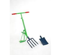 THE PERRETTE, automatic spade that turns the soil on its side without bending down, supplied with spade and 4-tooth fork