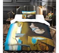 The Persistence of Memory for Teens And Adults 3D Print Dalí Comforter Covers Quilt Cover Duvet Cover with Pillow Cases with Zipper Closure Soft Microfiber Bedding Set 2 Pieces Single（135x200cm）
