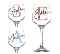The Personalised Gift Cove Personalised Initial And Name Wine Glass 400ml Round Glass Vinyl-Coated Minimalist Birthday Party Gift For Adults