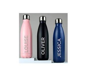 The Personalised Memento Company Personalised Drinks Bottle, Black, Women Black