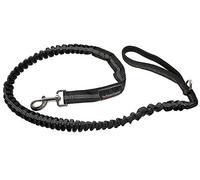 The Petcare Factory Premium Bungee Dog Lead Dual Handled Bungee Shock Absorbing Lead (Black) - Tough Waterproof Nylon Webbing With Reflective Stitching - Dual Handles for Normal & Close Control