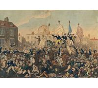 The Peterloo Massacre. The massacre took place on August 16 1819 at St Peter's Field Manchester England when the 15th Hussars a cavalry regiment charged with sabres drawn into an unarmed crowd who