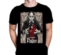 The Phantom of The Opera Mens Tshirt Halloween Gothic Horror Print, Black Graphic T-Shirt, Movie Poster Tee
