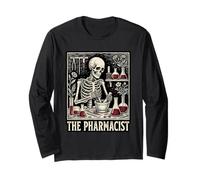 The Pharmacist Skeleton Tarot Card Dark Apothecary Art Long Sleeve T-Shirt