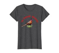 The Pheasant Whisperer Funny Wildlife & Hunting Graphic T-Shirt, Women, Dark Heather Grey, Medium