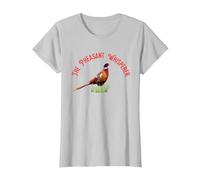 The Pheasant Whisperer Funny Wildlife & Hunting Graphic T-Shirt, Women, Silver Grey, Medium