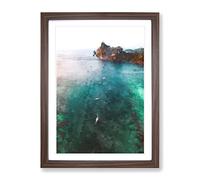The Phi Islands In Thailand Painting Modern Framed Print | A4 Walnut Framed Wall Art | Ready to Hang | Modern Historical Picture | Living Room Bedroom Lounge Office