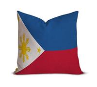 The Philippines Flag Farmhouse Decorative Throw Pillow Case 20 x 20 Inch, Vintage Retro Rustic Flag Cushion Cover Case, Patriotic Square Pillow Case Cotton Linen Cushion Case for Mom Dad Friends Gift