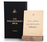 The Philosopher's Deck - Motivational Affirmation Cards for Men & Leaders | 52 cards each with a quote & journal prompt from Stoics, mystics, sages & modern thinkers, office & desk decor, display stand