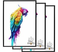 The Photo Album Company Limited | A3 Black Poster Frame Pack of 3, 43.1x31cm, Plastic, Foil Wrapped | Acrylic Front, Drop-In Back, Wall Mount | Modern Display for Photos or Certificates