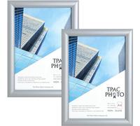 The Photo Album Company Limited | Snap Frame | A4 (21x30cm), Silver, Satin Finish, Pack of 2, Rectangular, Metal, Wall Mount | Acrylic Front, Easy Change, Display