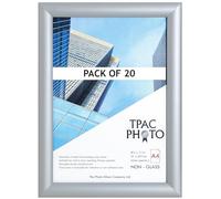 The Photo Album Company Limited | Snap Frame | A4 (21x30cm), Silver, Satin Finish, Pack of 20, Aluminium, Wall Mount | Acrylic Front, Easy Poster Change, Durable Display