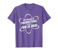 The Physics is Theoretical The Fun is Real Science Physicist T-Shirt, Men, Purple Heather, Large