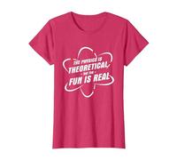 The Physics is Theoretical The Fun is Real Science Physicist T-Shirt, Women, Red Heather, Large