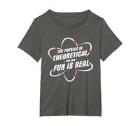 The Physics is Theoretical The Fun is Real Science Physicist T-Shirt, Women's Plus, Asphalt Grey, 5X