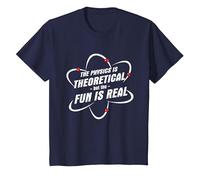 The Physics is Theoretical The Fun is Real Science Physicist T-Shirt, Youth, Navy Blue, Large