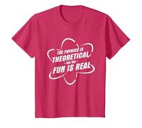 The Physics is Theoretical The Fun is Real Science Physicist T-Shirt, Youth, Red Heather, X-Small