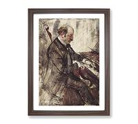 The Pianist By Giovanni Boldini Classic Painting Framed Print | A2 Walnut Framed Wall Art | Ready to Hang | Classic Historical Picture | Living Room Bedroom Lounge Office