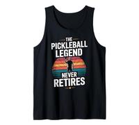 The Pickleball Legend Never Retires Retro Sunset Sport Dad Tank Top