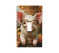 The Pig with Glasses Light Switch Cover Decorative Single Toggle 1 Gang Wall Plate for Kitchen Farmhouse Bedroom Bathroom Art Decor
